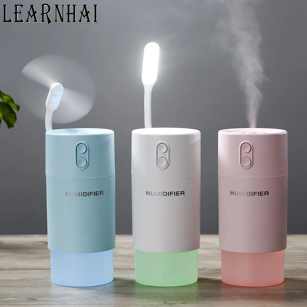 

LEARNHAI Snowflake Mini Humidifier 3 In One Aroma Essential Oil Diffuser Car Air Freshener Air Purifie With USB Fan And Lamp