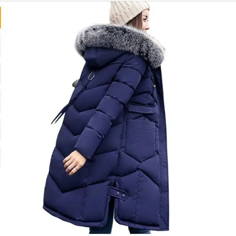 Зимнее женское пальто с капюшоном, меховой воротник, плотная теплая длинная куртка для женщин, плюс размер 3XL, верхняя одежда, парка для девушек, chaqueta feminino