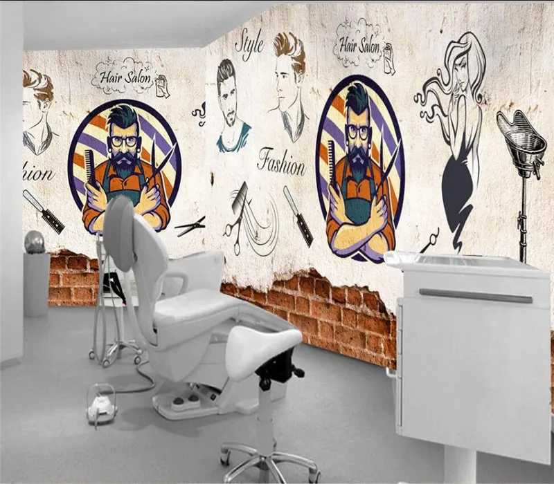 Custom 3d wallpaper trend handsome background wall beauty salon barber shop decoration - high-grade waterproof material Custom 3d wallpaper trend handsome background wall beauty salon barber shop decoration - high-grade waterproof material