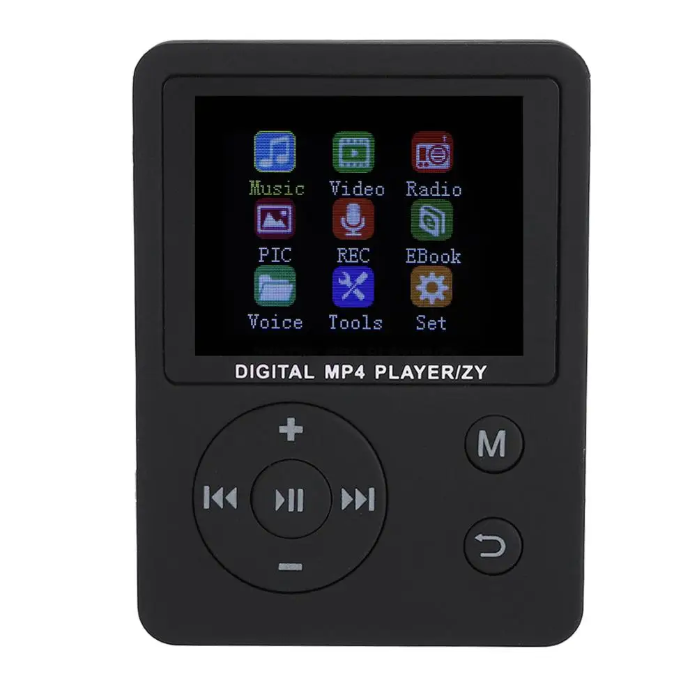 Тонкий легкий портативный цветной экран HiFi плеер MP3 MP4 музыкальный плеер USB2.0 круглая кнопка - Цвет: Черный