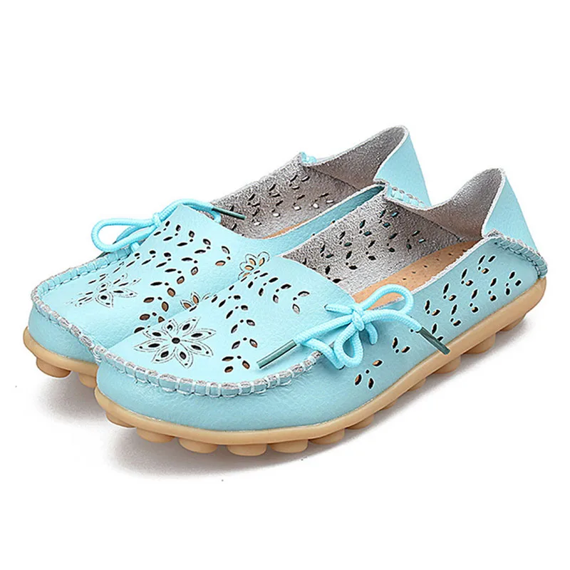 Acheter Nouveau Femmes Appartements En Cuir Véritable Chaussures Mère slip sur Loisirs Appartements chaussures Femmes chaussures de Conduite Occasionnels Chaussures