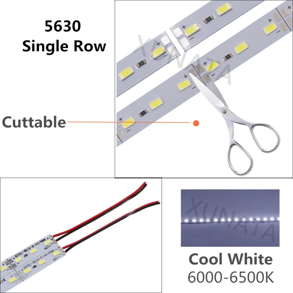 Корейский чип SMD 8520/5630 светодиодный светильник двухрядный 120 светодиодов/м жесткий брусок 25 см 50 см холодный белый светодиод