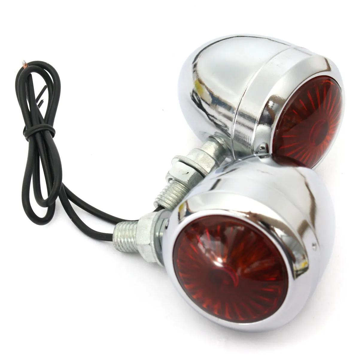 

1 Pair 12V Retro Metal Chrome Motorcycle Turn Signal Indicator Halogen Light Bulb Lamp Vintage Amber For Harley