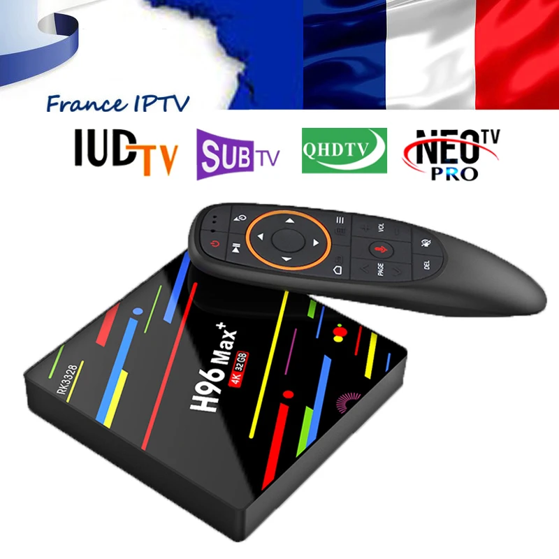 H96 MAX+ с голосовым управлением IPTV, французский смарт-бокс ТВ Android 8,1 Европа Франция арабский Бельгия Tunisia Morocco медиаплеер