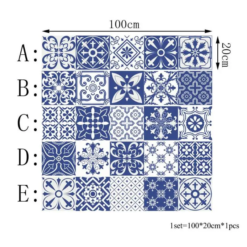 Средиземноморский стиль цветок квадратный самоклеящийся ПВХ плитка стикер s Белый Синий Ретро Цветочный стикер для настенной плитки для кухни ванной комнаты