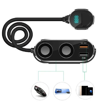 

Fast Charging QC 3.0 Dual USB Port Car Charger 2 Way Car Cigarette Lighter Socket Splitter Charger DC 12-24V 2.4A for All Car