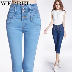 WEPBEL женские с высокой талией Эластичные Обтягивающие джинсовые длинные узкие брюки плюс размер джинсы Camisa Feminina женские толстые брюки