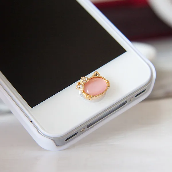 Iphone 6 Home Button Design Part - 21: Crown Design 3D Cat Crystal Bling Diamond Home Button Sticker For Iphone 6 6s Mobile Phone