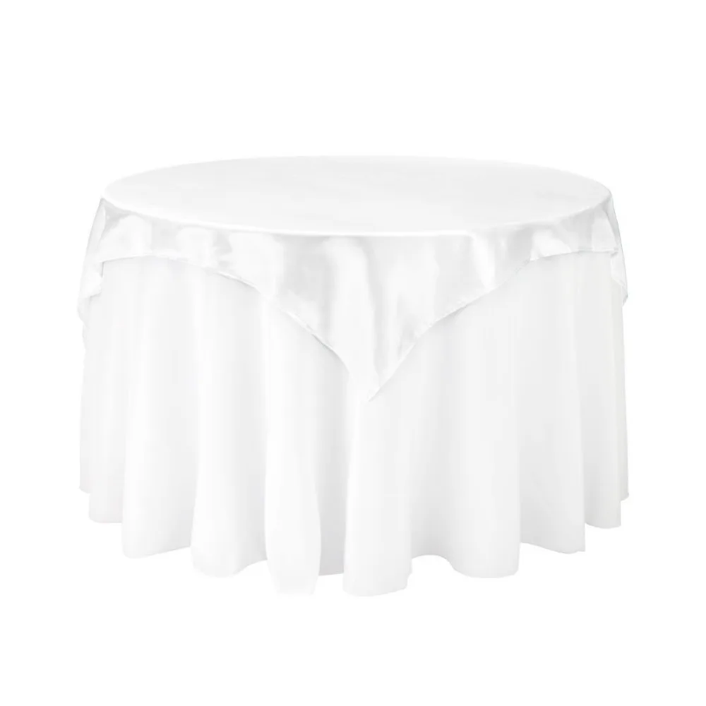 

10Pcs 60" x 60" White Square Table Overlay For Round Wedding/Party/Dinning Table Decoration Free Shipping