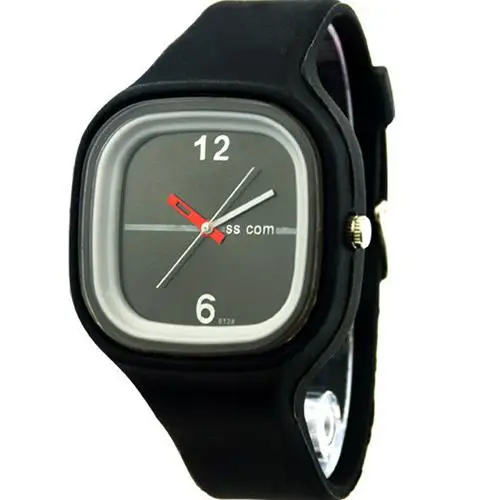 

Hot Men Women Square Dial Jelly Silicone Fashion Sport Quartz Simple Wrist Watch