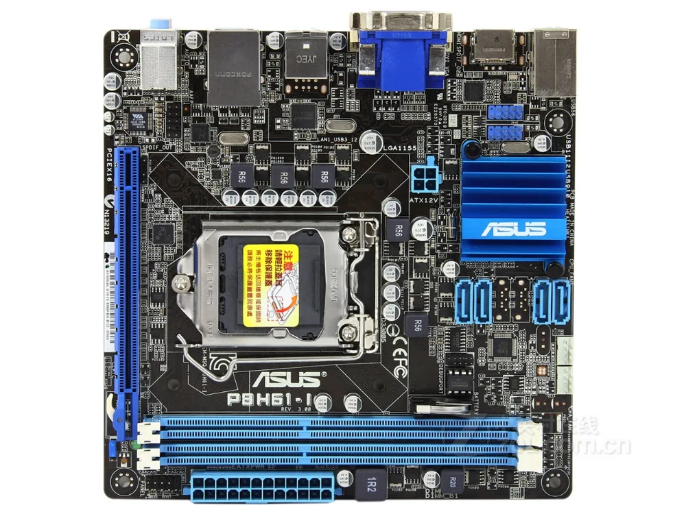Asus P8H61 I Desktop Motherboard LGA 1155 DDR3 16GB USB2.0 USB3.0 for 32nm CPU DVI HDMI VGA H61