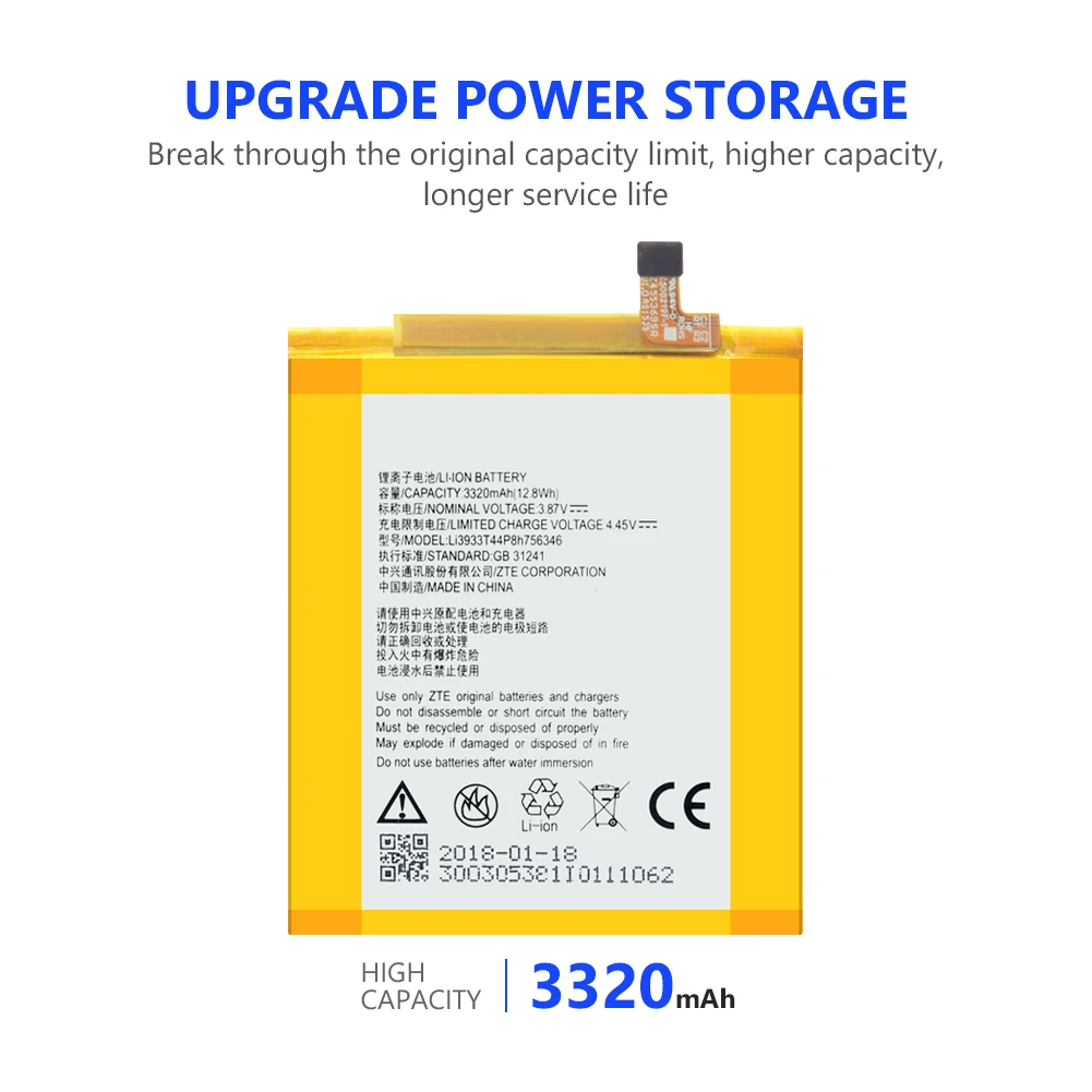Оригинальная литиевая батарея для телефона Li3933T44P8h756346 аккумуляторные батареи ZTE