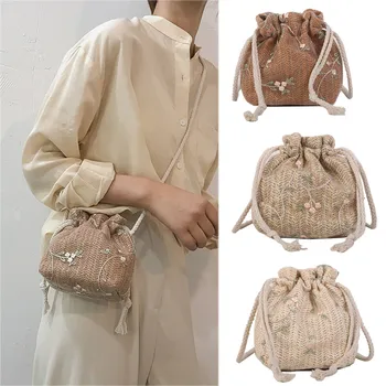 

2019 Summer Hot Sale Women Joker Crossbody Straw Hand Bags Fashion One Shoulder Bags bolsas de mujer Drawstring Dumplings Sac#C9