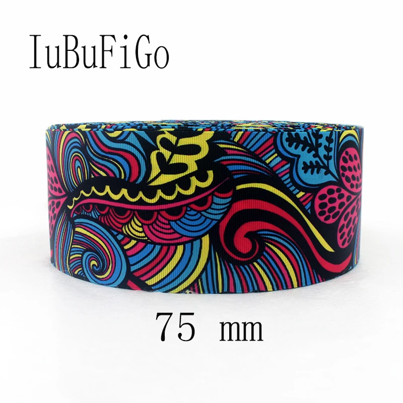 

[IuBuFiGo] 10 ярдов 3 "75 мм Морская волна печатных Grosgrain ленты полиэфирные ленты DIY bowhair ручной работы материалы 10Y1132
