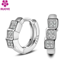 RUOYE, модные женские серебряные серьги, позолоченные серьги для женщин, u-образные большие квадратные циркониевые серьги, ювелирные изделия