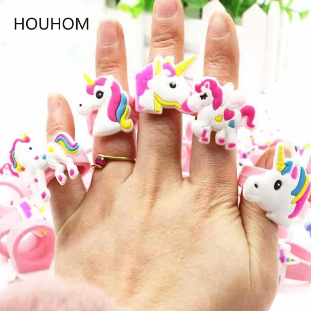 10pcs קשת Unicorn המפלגה Unicornio גומי טבעת יום הולדת ילדי תינוק מקלחת קישוטי חתונה קישוטים 1
