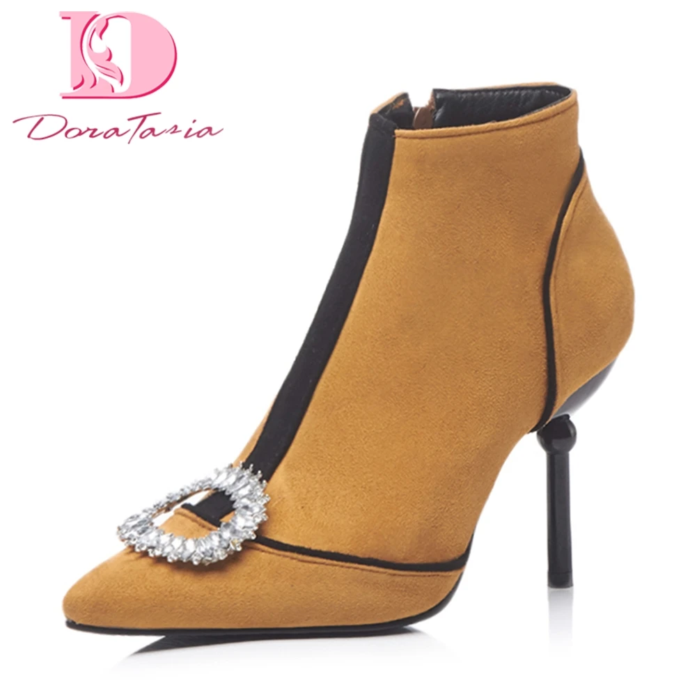 

DoraTasia 2018 Best Quality Large Sizes 32-43 Autumn Winter Ankle Boots Women Shoes Woman Thin High Heel Woman Shoes Sexy Boots