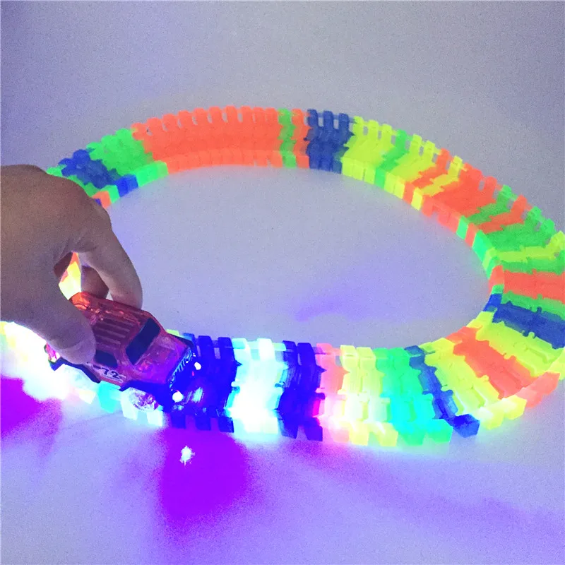 

Miraculous Glowing Race Track Bend Flex Flash in the Dark Assembly Car Toy 40/80/100/165/220/240/360pcs Glow Racing Track Set