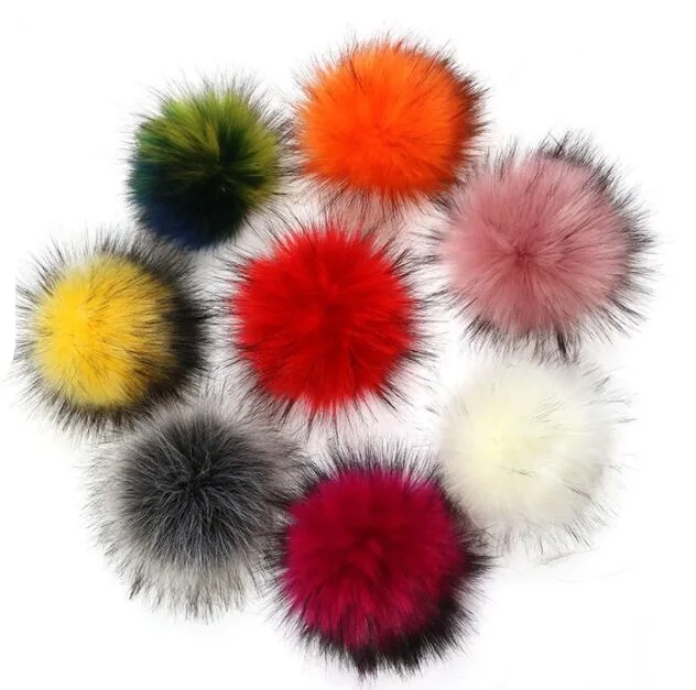 

New 10 13cm artificial polyester fur pompoms Winter fluffy faux fur pom pom hairy ball for knitted beanies Hats Caps Gorros