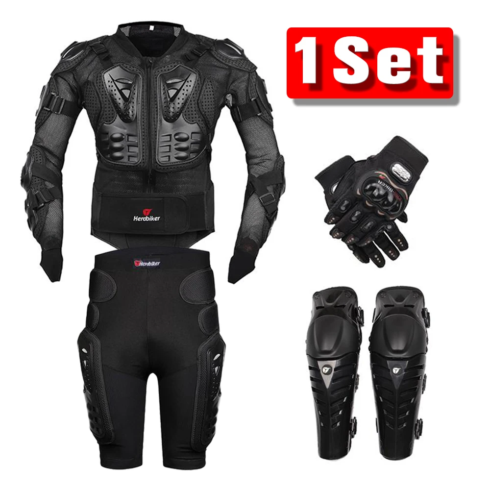 Herobiker мотоциклетная куртка мотоциклетная Броня Защитное снаряжение Защита наколенники мото брюки шорты для мотокросса - Цвет: Черный