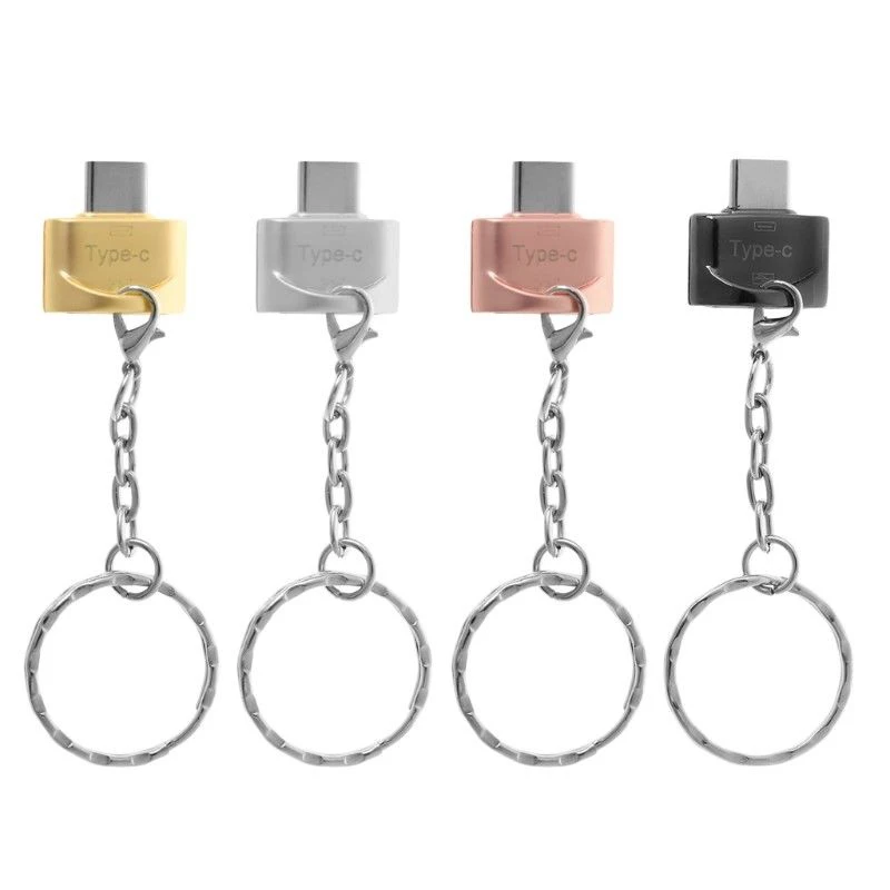 

Durable Metal USB 3.1 Type-C Male To USB 2.0 A Female OTG Data Adapter & Key Chain Type C OTG Adapter Keyring