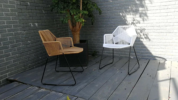 Одноместный стул, современный минималистичный домашний балкон, открытый патио, стол и стулья, плетеный стул для отдыха, металлический стул