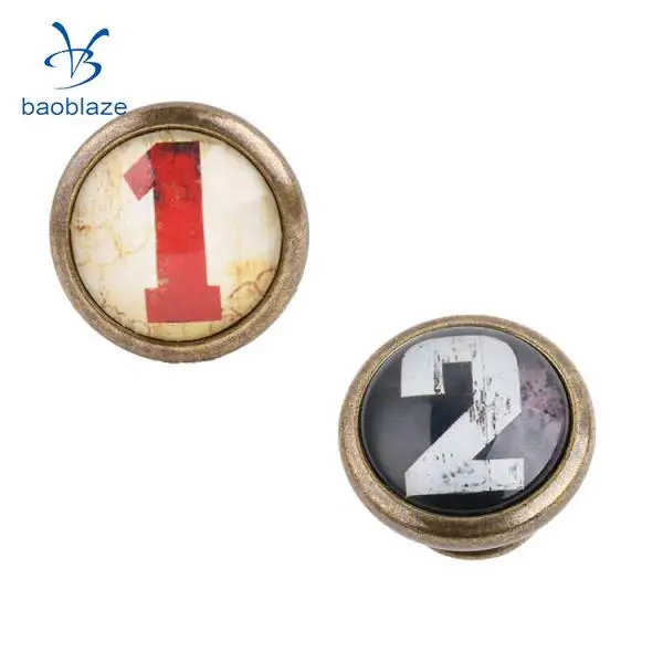 2 Pieces Vintage Retro Cabinet Door Cupboard Bin Handle Pulls Knob Furniture Hardware - Numbers Pattern