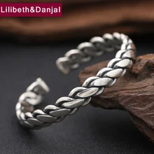 925 пробы серебро браслет мужской ткань открытие веревка Индийский браслет для женщин, подарок, изящное ювелирное изделие, жгутовых полосок B9