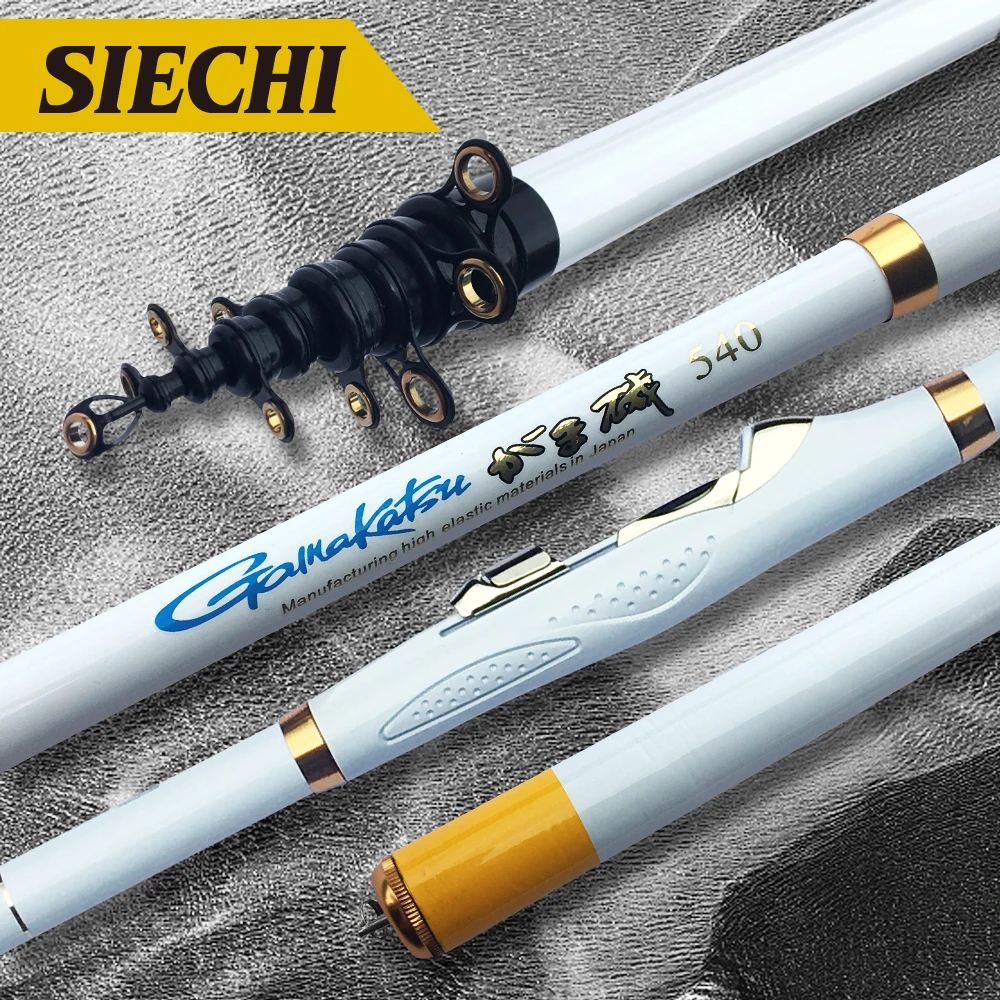 

2018 New Design Black/White Rock Fishing Rod Stream Hand toughness Carbon Fiber Spinning Telescopic Fishing Rods