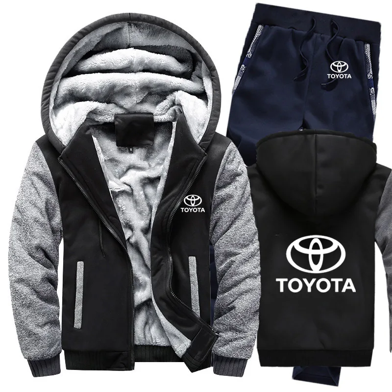 Мужская толстовка с капюшоном и логотипом Toyota теплый флисовый хлопковый