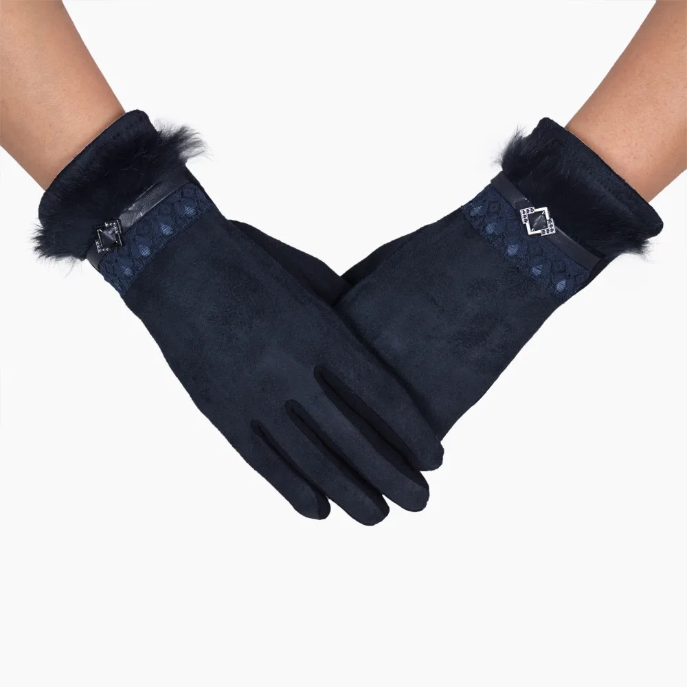 

Women Winter Warm Glove Screen Gloves Thick Mitten Full Finger Sexy Lace Accessories Punk Rock Gothic Luva Inverno #OR