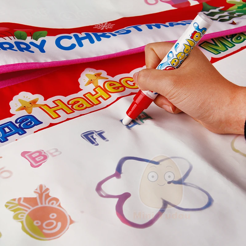 70X51 см водный коврик для рисования русский с волшебной ручкой в Игрушки для рисования доска для детей Рождественский подарок