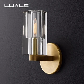 

Luxurious American Copper Wall Lamp Crystal Shade Wall Lamps Hotel Wall Lights LED Retro Light Fixture Post-Modern Art Lighting