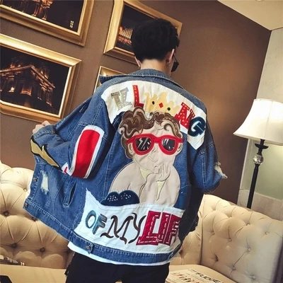 

2018 New Autumn Winter Hip Hop Jeans Casual motorcycle Jacket denim jacket men fashion streetwear jeans jacket Hip Hop Clothing