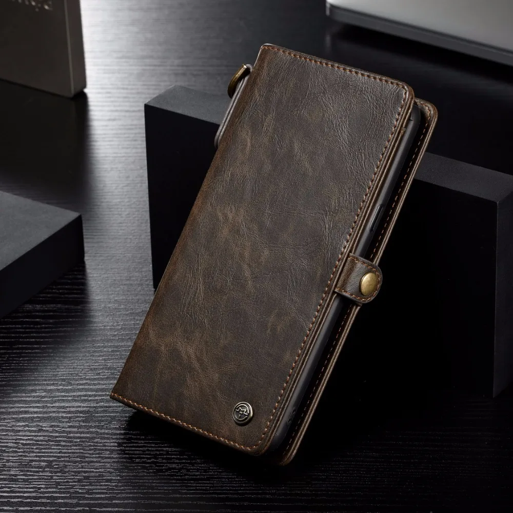Кожаный чехол CaseMe 2 в 1 для Samsung Galaxy S8 Plus, винтажный флип-кошелек с подставкой для карт, чехол для iPhone 6 6s 7 8 Plus, чехлы для телефонов