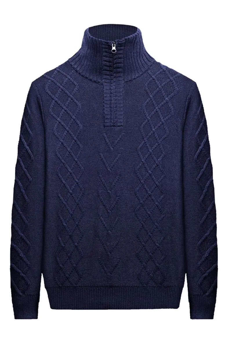 MuLS 2019 Heavy-Knit Half Zipper Pullover Sweater Men Winter Warm Thicken Cable knitwear Sweater Jumpers Male Cotton Acrylic 3XL 09