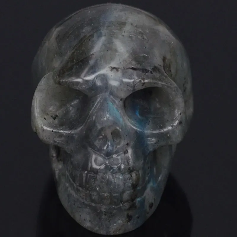 

2"Natural Flash Labradorite Skull Stone Carved Chakra Healing Reiki Feng Shui Skull Decorative Crafts, Minerals