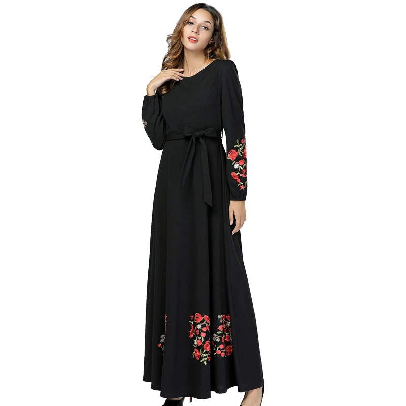 Черное платье с длинным рукавом Абаи Дубай, Турция арабский хиджаб женские мусульманские платья Elbise мусульманские платья ИД одеяние мусульмане Longue Рамадан