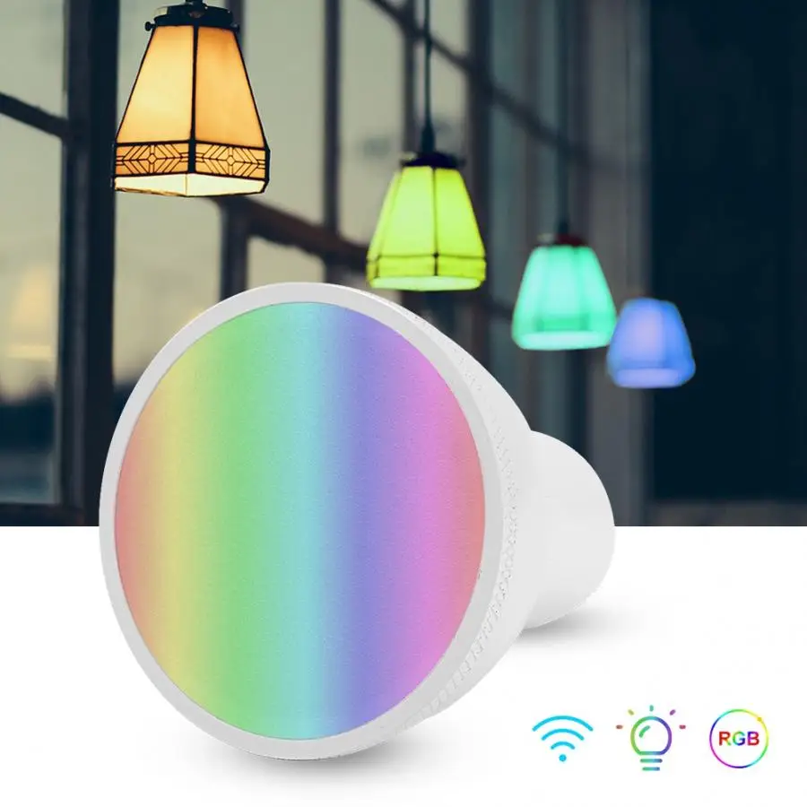 

AC 85-265V Dimmable RGB CW GU10 6W LED Smart Multi-Color Light Lamp Spotlight Bulb Wifi Remote Control Lighting