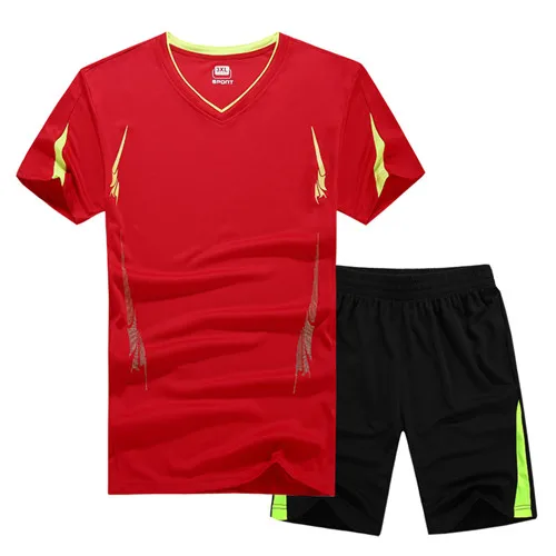 Летний комплект, мужской повседневный костюм из двух предметов, футболка с короткими рукавами и мужские шорты в уличном стиле, спортивный костюм, мужские шорты, спортивный костюм - Цвет: 257 red black