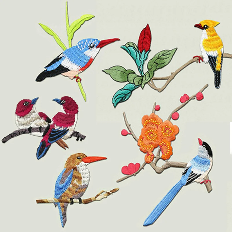 Птица патч для одежды сделай сам цветок Железный патч на вышивке аппликация Ткань наклейки ткань аппликации для одежды