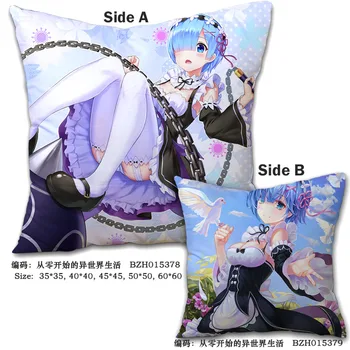 

45x45CM Decorative Pillows Re: life in a different world from zero Anime Pillows Soft Two-Sides Rem Printed Pillow Cushions