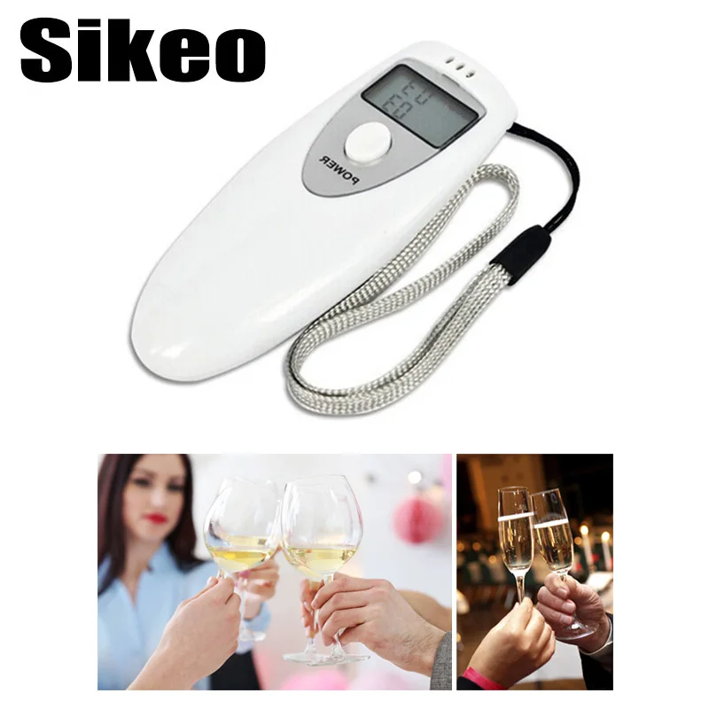 Sikeo الجيب الرقمية الكحول اختبار التنفس محلل الكحول الكاشف إختبار اكسسوارات السيارات التصميم