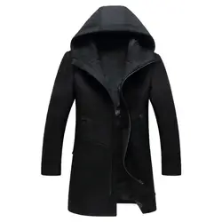 Модные теплые, зимние, шерстяные пальто с капюшоном, верхняя одежда, мужские шерстяные пальто 2018, новая осенняя коллекция