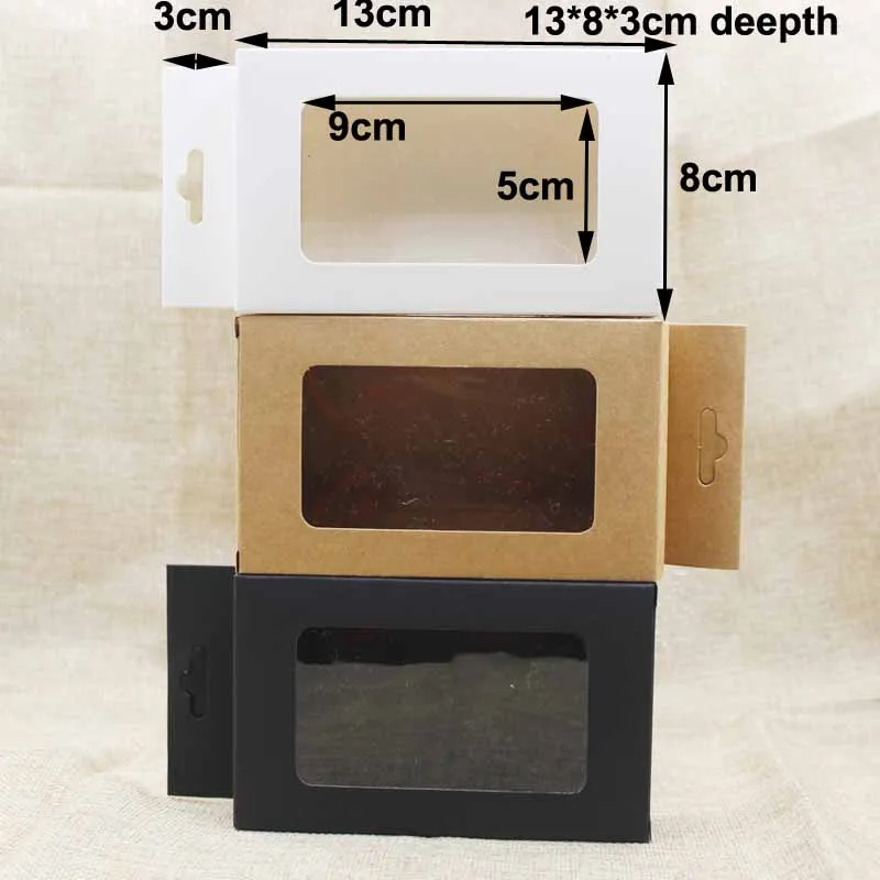 

ZerongE jewelry white/black/kraft window box with hanger products display gift candy box cardboard phone case boxes