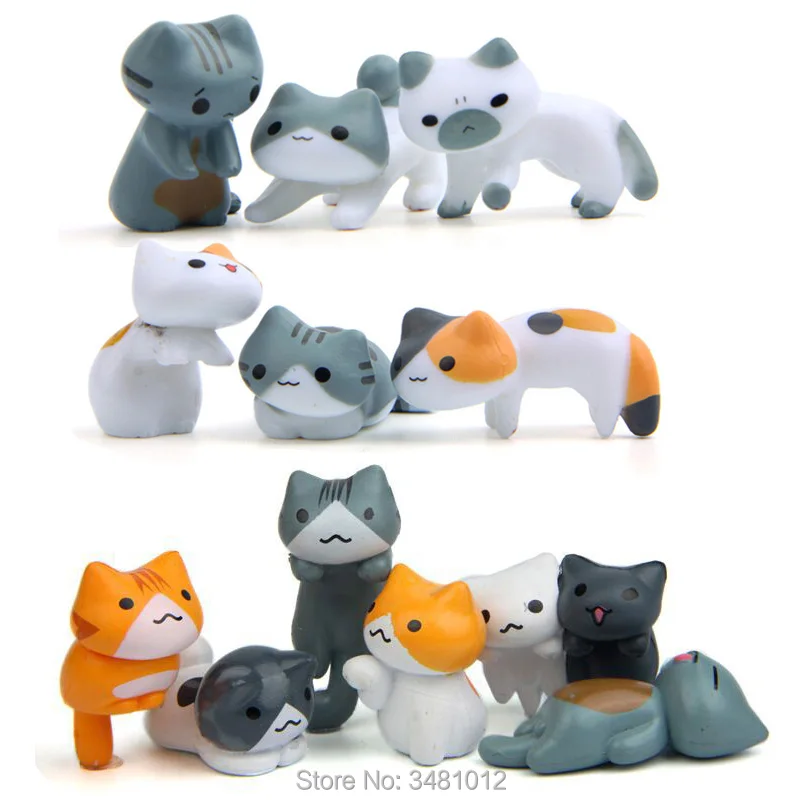 

Kawaii Cat Niconico Neko Atsume Kitty Model Miniature Resin Action Figures Kitten Figurine Mini Home Garden Decoration Kids Toys