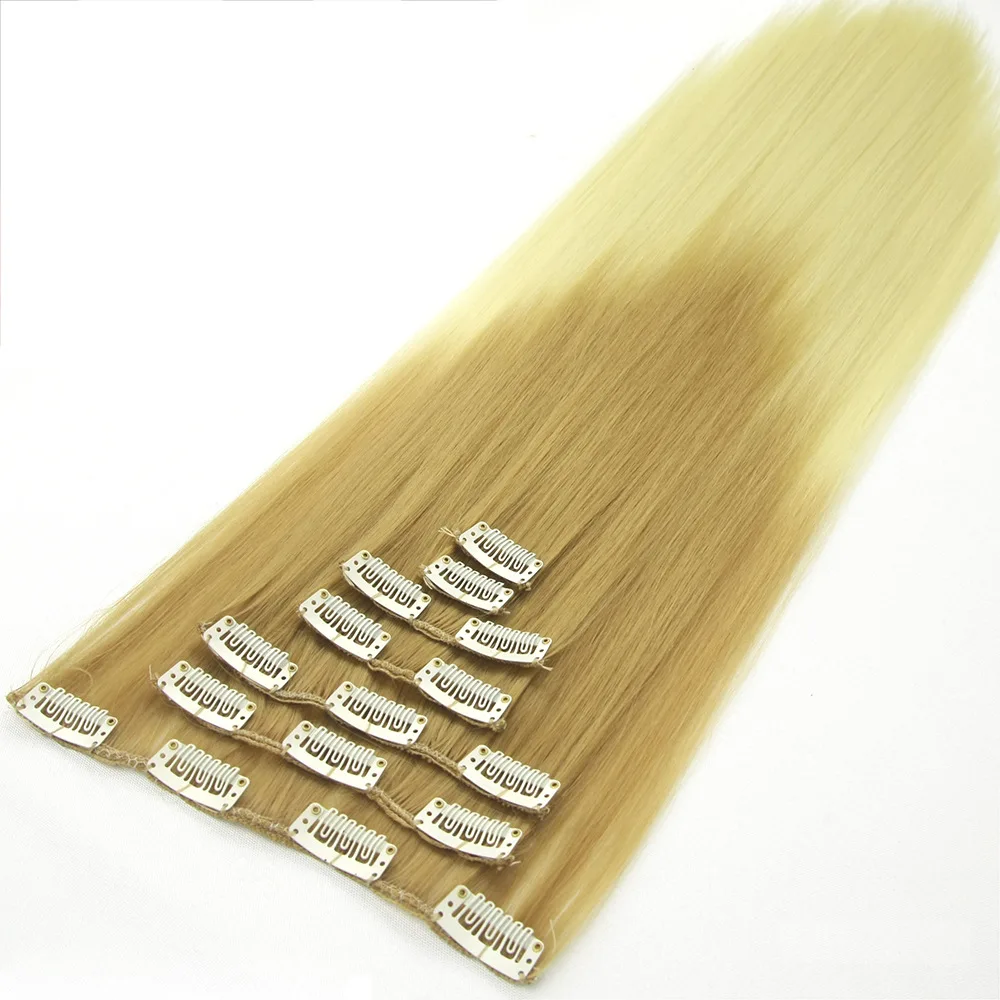 Прямая женская Сережка-в 7 шт./компл. утюжок для волос длинные Омбре синтетические волосы для наращивания 24 дюймов высокотемпературное волокно