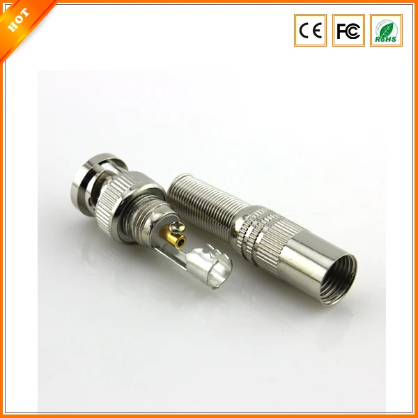 100pcs/lot BNC Male Connector for RG-59 Coaxical Cable, Brass End, Crimp, Cable Screwing, CCTV Camera BNC connector
