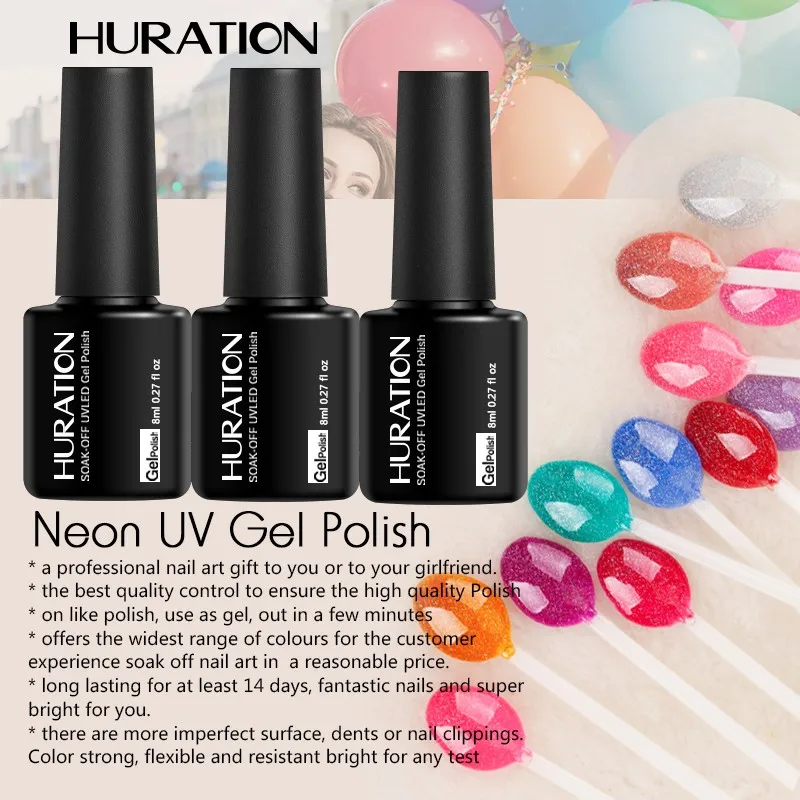 Гель лак для ногтей Huration Lucky Neon 19 цветов 8 мл светодиодная УФ лампа дизайн геля