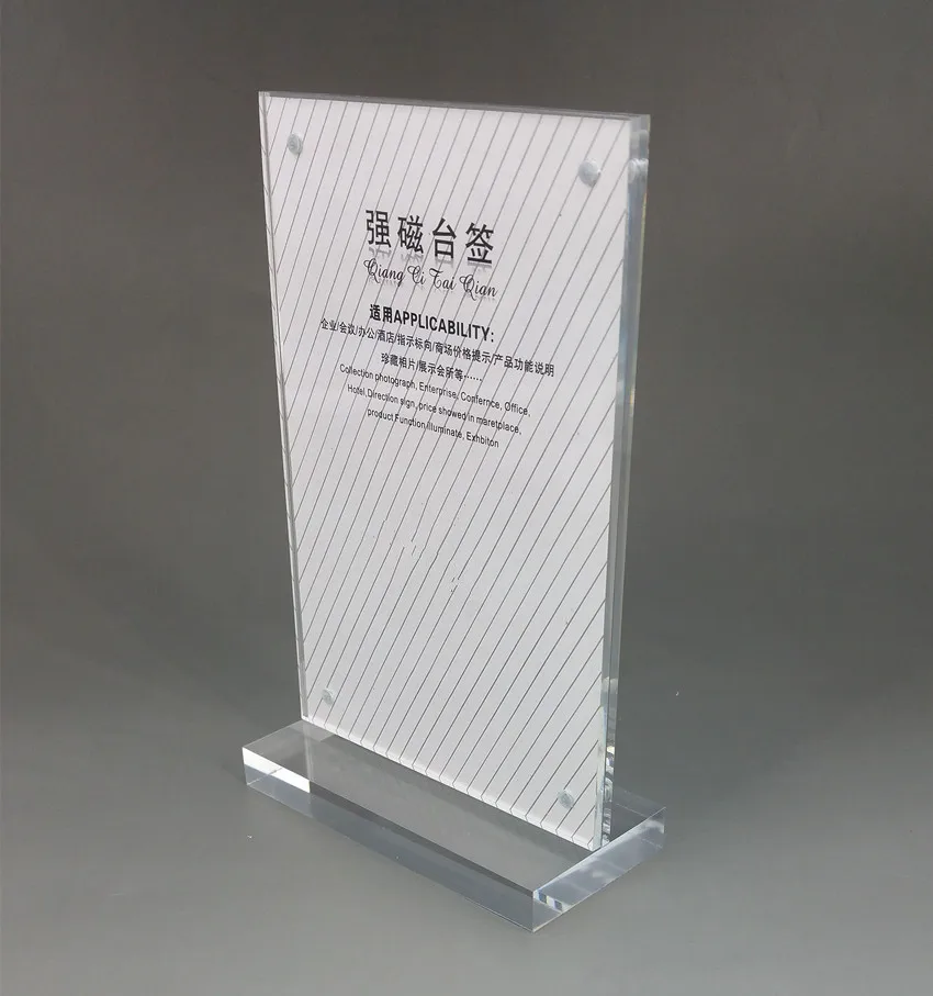 

30x42cm A3 Clear Acrylic Sign Display Paper Card Label Holder Vertical T Stands By Magnet Sucked On Table 40pcs Good Quality